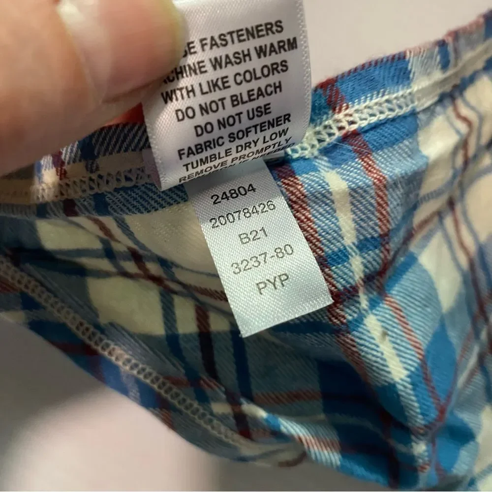 Duluth Trading Co Free Swingin Dog Lovin Flannel blue Plaid Bandana collar